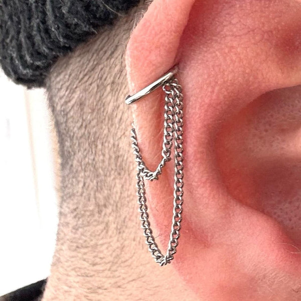 Double Chain Stainless Steel Multi Piercing Ring