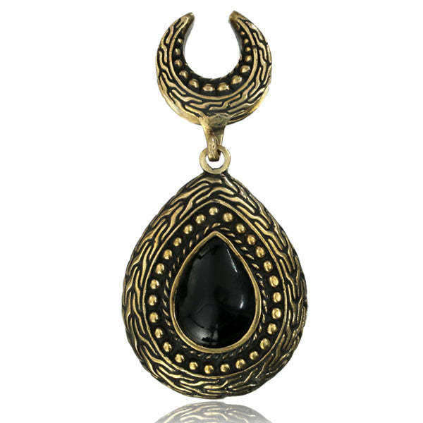 Detailed Brass Ear Saddle - Onyx Drop