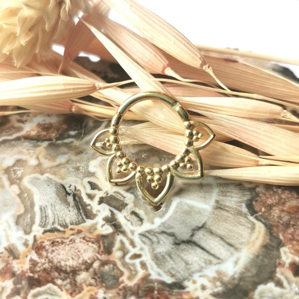 Stainless Steel Gold Plated Seamless Clicker - Lotus Flower
