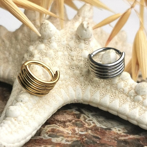 Layered Stainless Steel Multi Piercing Septum Ring Clicker