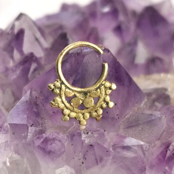 Brass Floral Tragus Ring