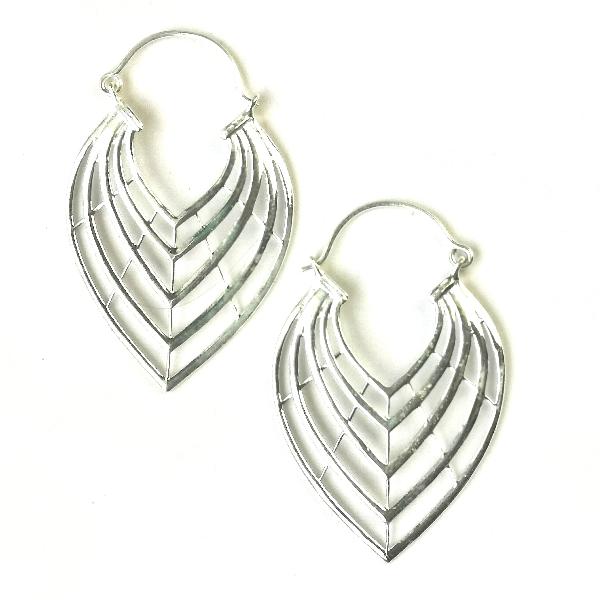 Droplet Sterling Silver Pattern Earrings - Sacred Leaf - Moko