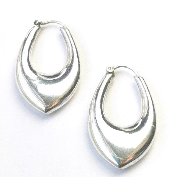 Silver Oval Hoop Earrings