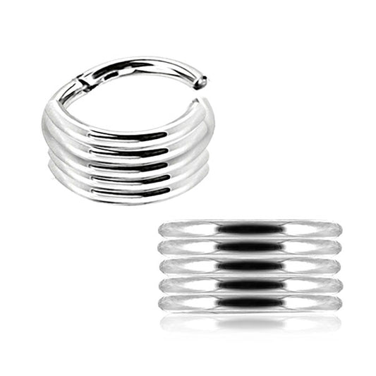 Layered Stainless Steel Multi Piercing Septum Ring Clicker