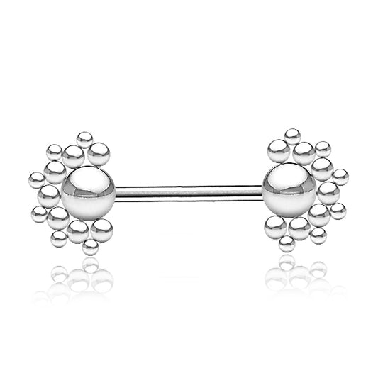 Stainless Steel Nipple Bar With Dotted Ball