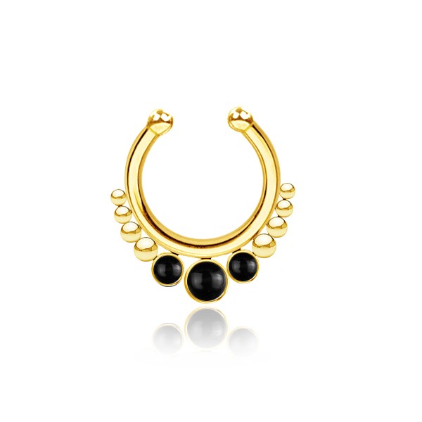 Eka Onyx Faux / Fake Gold Plated Stainless Steel Septum Ring
