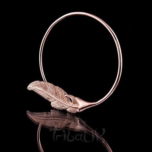 18K Rose Gold Plated Hoop Earrings for 2mm Stretched Ears- Light as a Feather
