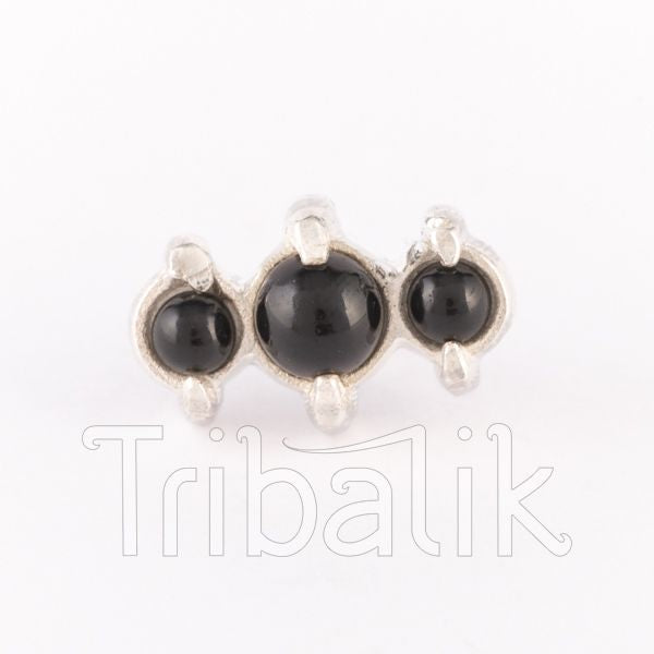 Silver Threadless Nose Stud Black Onyx