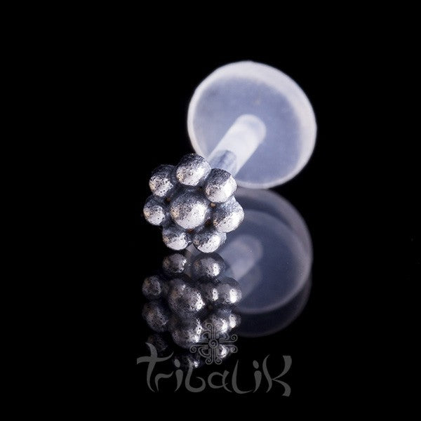 Silver Dot Flower Labret/Tragus Stud