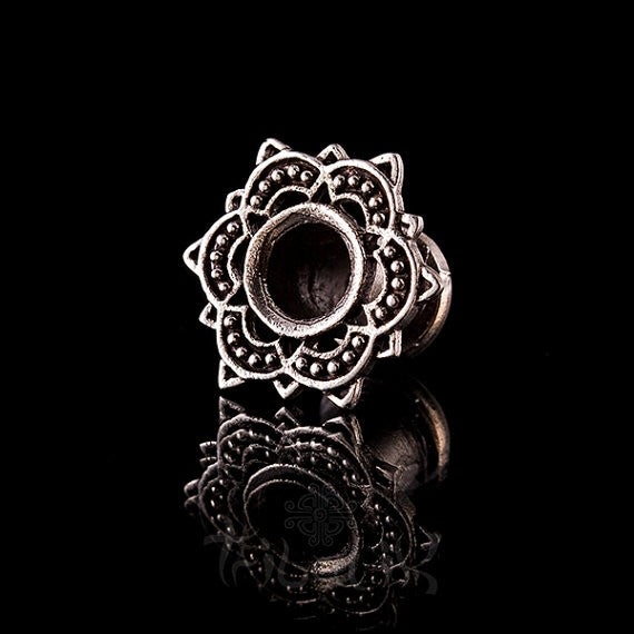 Lotus Mandala Ear Tunnels - Eyelets 4mm - 25mm