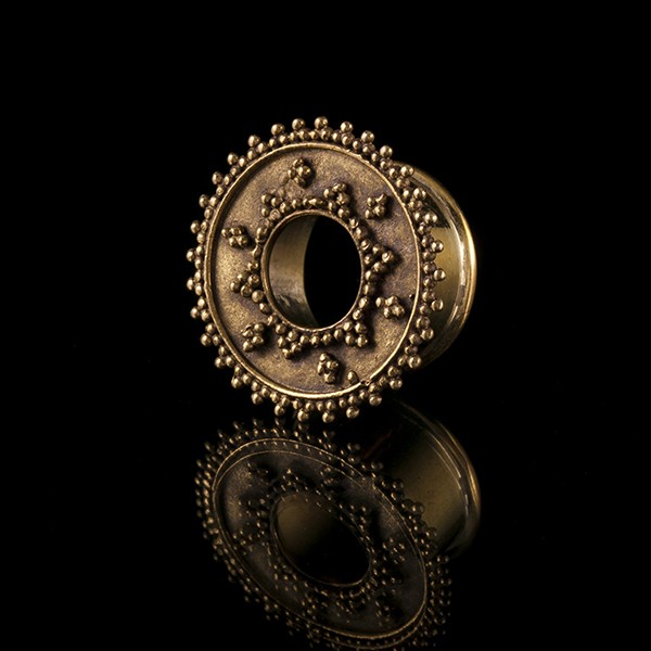 Beaded Dotwork Brass Ear Tunnels - Plugs - Eyelets