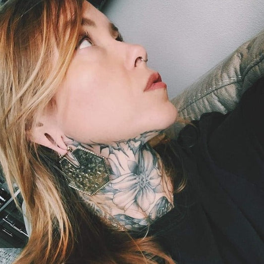 Gold Brass Earrings Ear Weights- Shipibo dream