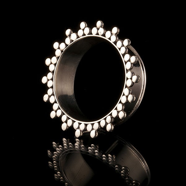 White Metal Sun Mandala Ear Tunnel - Plugs - Eyelets