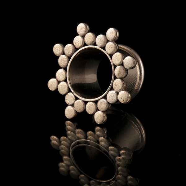 White Metal Sun Mandala Ear Tunnel - Plugs - Eyelets