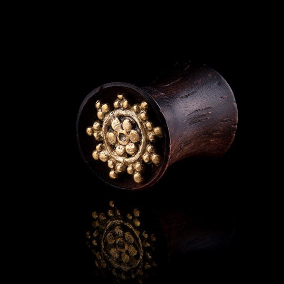 Organic Wood and Brass Ear Tunnel - Eyelet