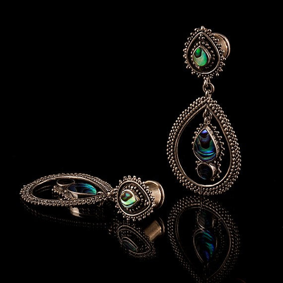 MAHARANI Abalone Shell & White Metal Ear Tunnels | Plugs