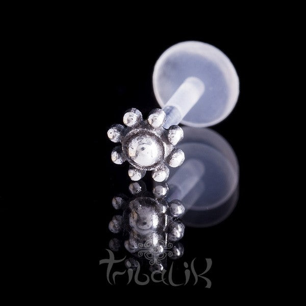 Silver Dot Sun Labret/Tragus Stud