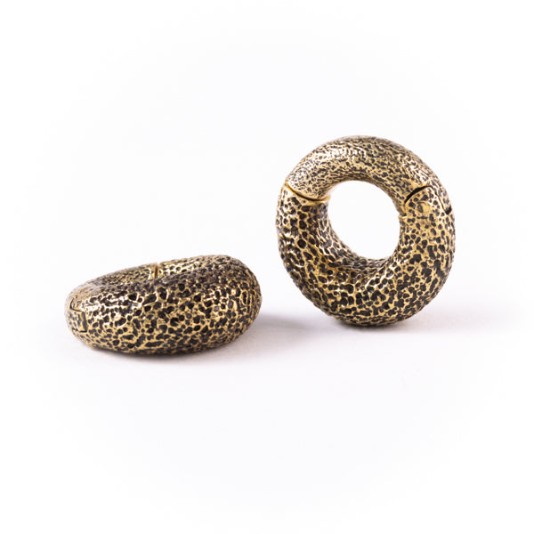 Brass clicker ear weights - Textured Infinity