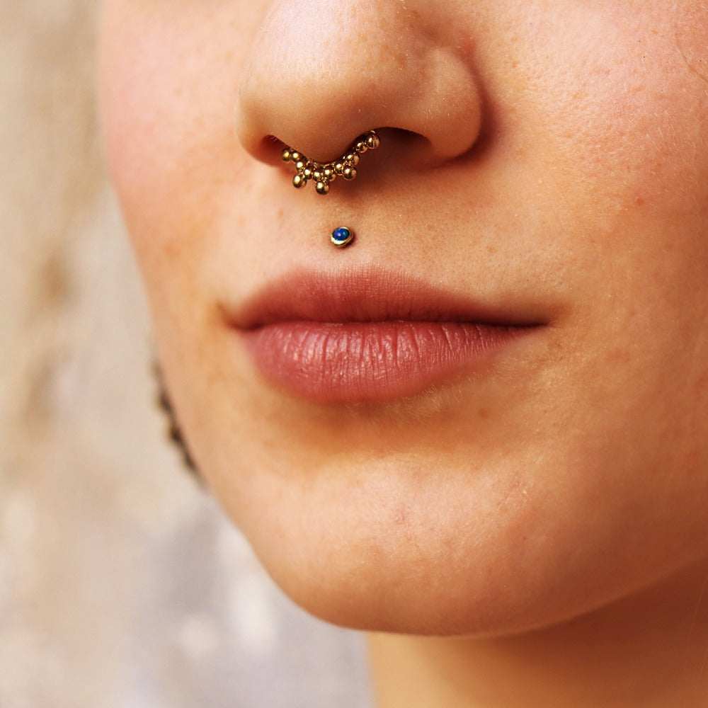 brass blue opal labret