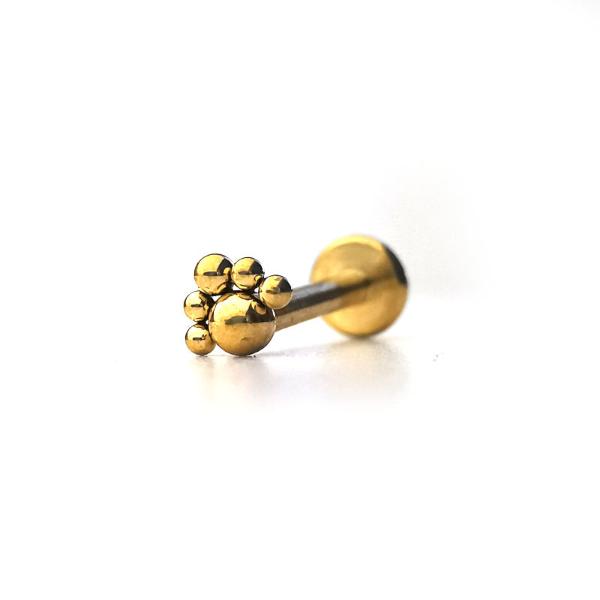 Gold Plated Stainless Steel Flat Back Multi Piercing - Dotted Crown