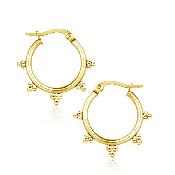 Gold Plated Stainless Steel Earrings - Dotted Spikes