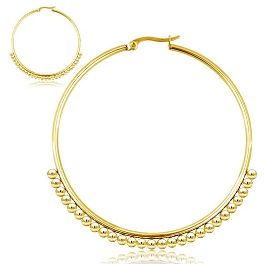 Gold Plated Stainless Steel Large Hoop Earrings - Aurora