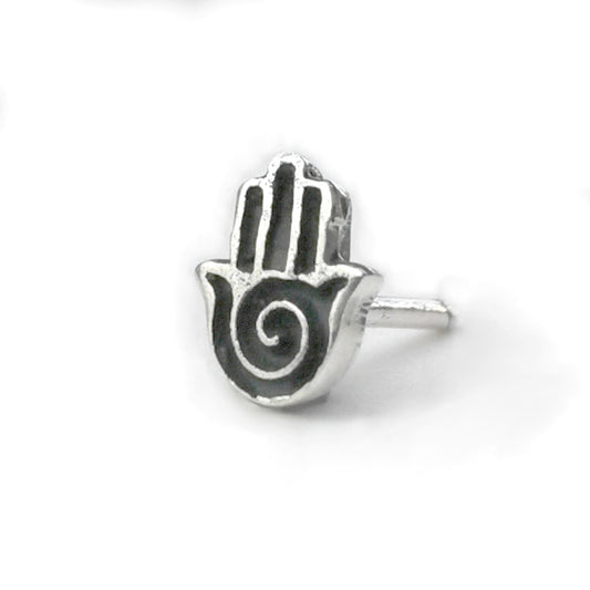 Sterling Silver Nose Pin | Hamsa Hand