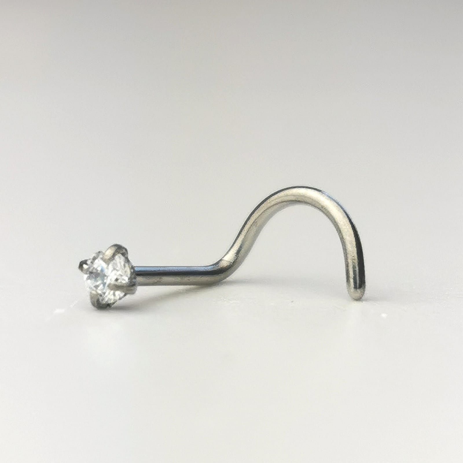 Stainless Steel Nose Stud Silver Crystal Stone Tribalik