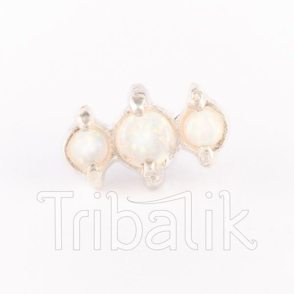 Silver Threadless Nose Stud Opalite Stone