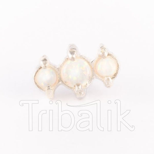 Silver Threadless Nose Stud Opalite Stone