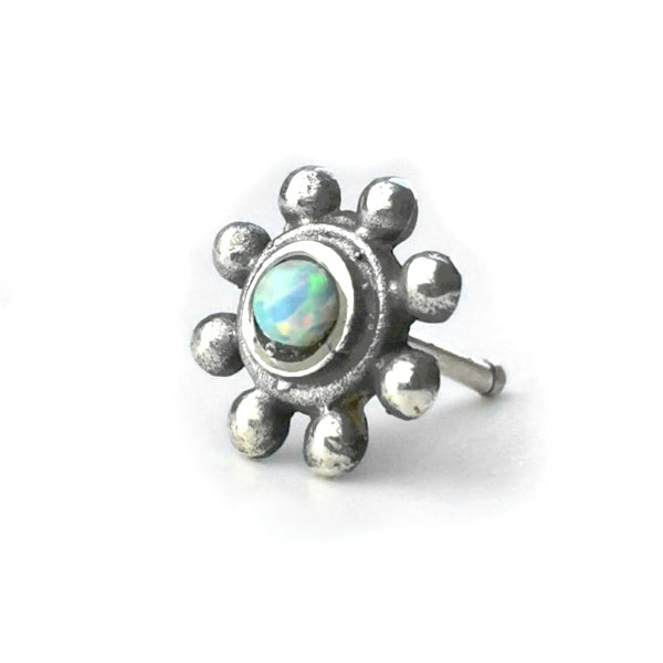 Sterling Silver Nose Pin | Opalite Sun