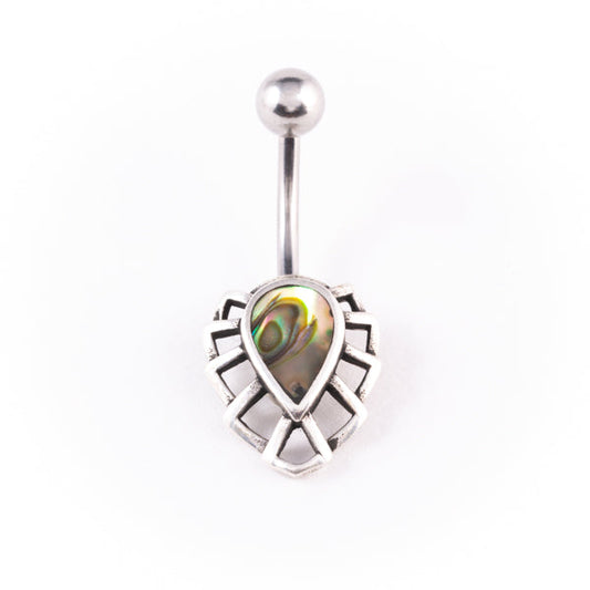 Stainless Steel Belly Bar - Abalone Shell