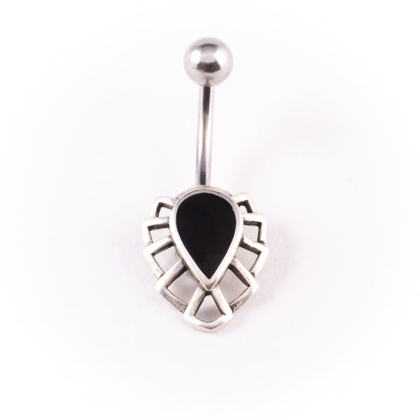 Stainless Steel Belly Bar - Black Resin