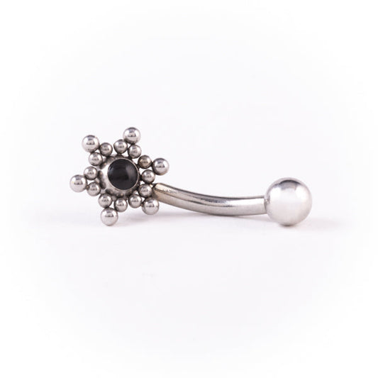 Stainless Steel 316L Belly Bar - Star Black Resin