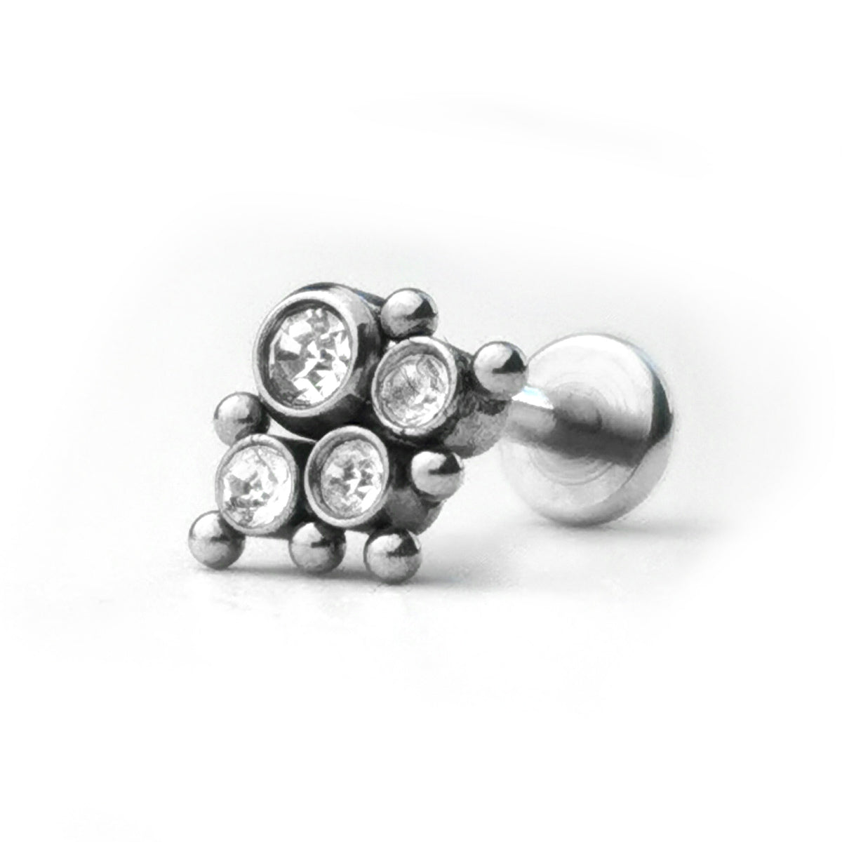 Stainless Steel Flat Back Multi Piercing Pin - Diamond-Shaped Crystal