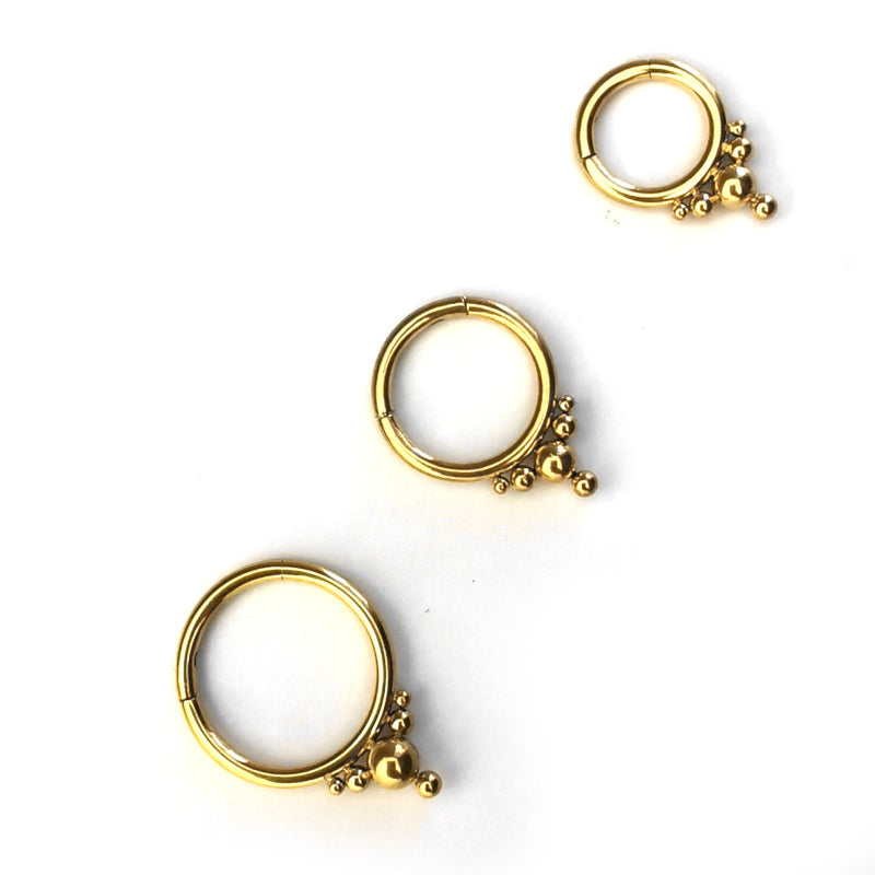 Dotted Arrow Gold Plated Stainless Steel Multi Piercing Septum Ring