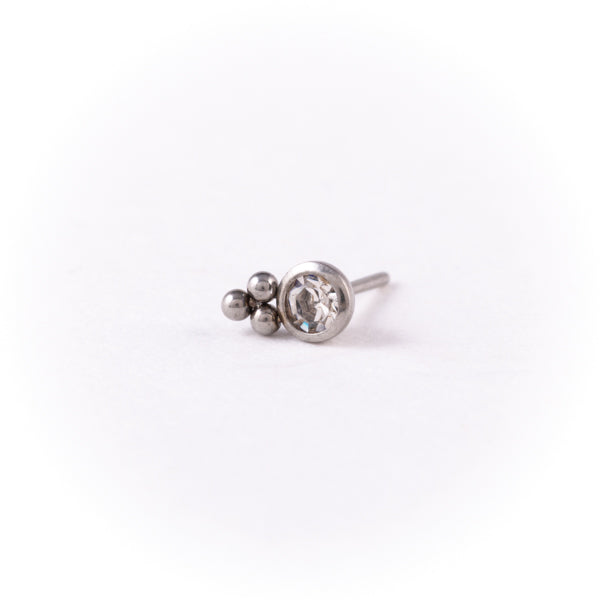 Stainless Steel Threadless Labret Dotted Triangle with Swarovski Crystal