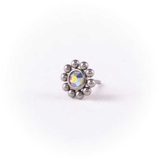 Stainless Steel Threadless Labret with Swarovski Crystal - Flower