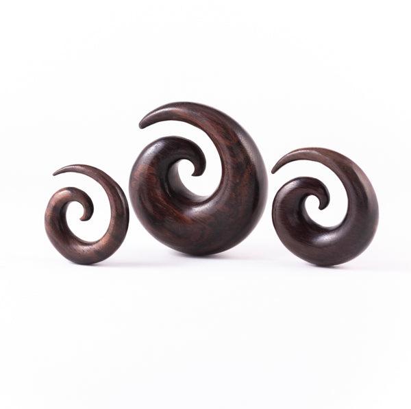 Wood Spiral Ear Expander Vegan Organic Stretched Jewellery