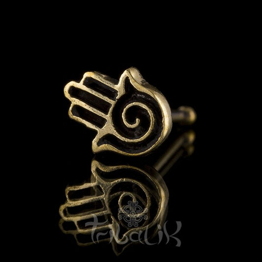 Brass Hamsa Hand Nose Pin