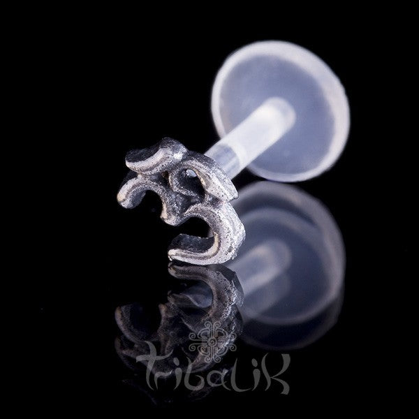 Silver Ohm Labret Stud Bar Tragus piercing Body jewellery Tribalik