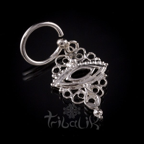 Sterling Silver Indian Style Eye Belly Ring