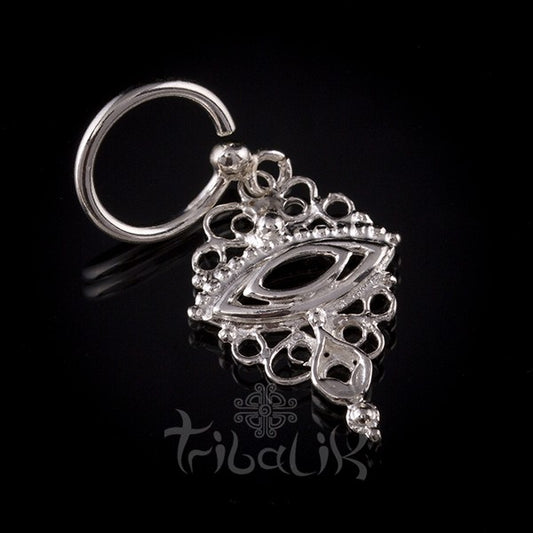 Sterling Silver Indian Style Eye Belly Ring