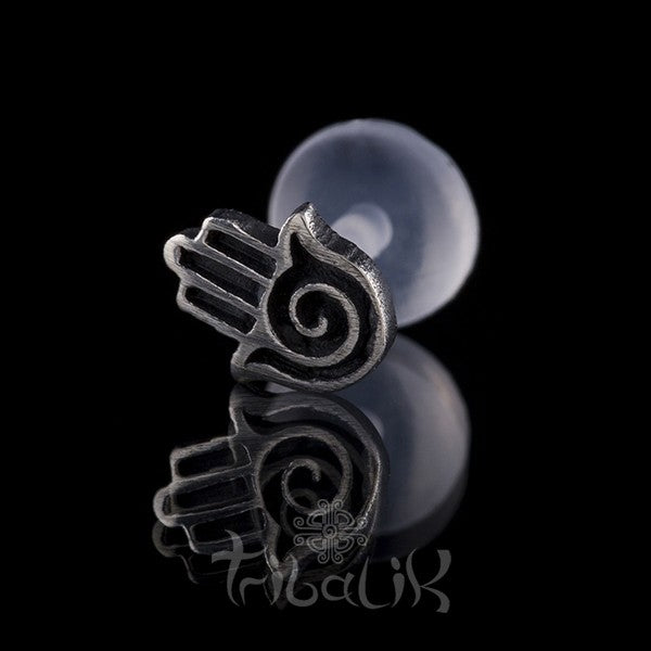 Silver Hamsa Hand Stud | Bar
