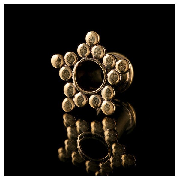 Brass Sun Mandala Ear Tunnel - Plugs - Eyelets