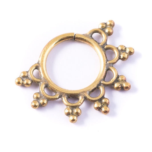 Cañari Brass Septum Ring for Pierced Nose - 1.2mm