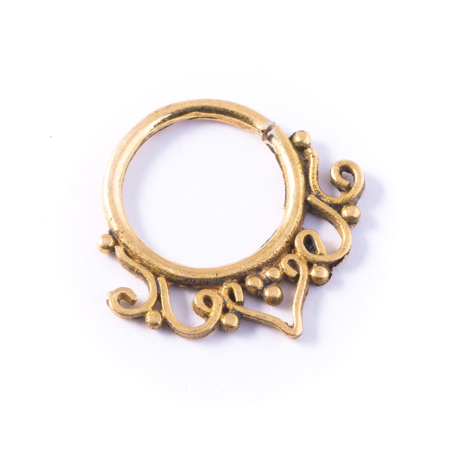 Cinta Filigree Brass Septum Ring for Pierced Nose - 1mm