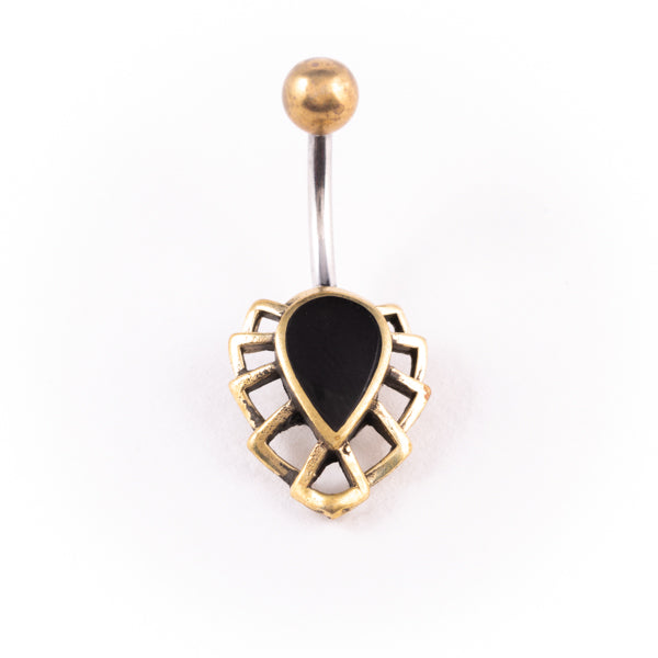 Golden brass and Stainless Steel 316L belly bar with black resin