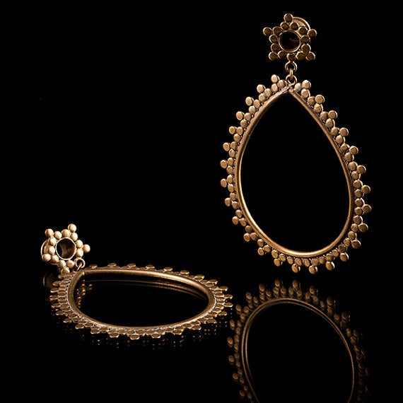 Sun Ray Drop Brass Teardrop Ear Plugs/Tunnels