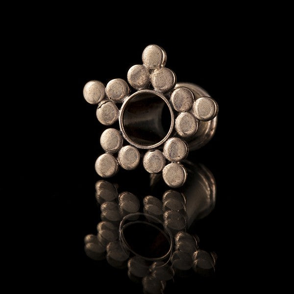 White Metal Sun Mandala Ear Tunnel - Plugs - Eyelets
